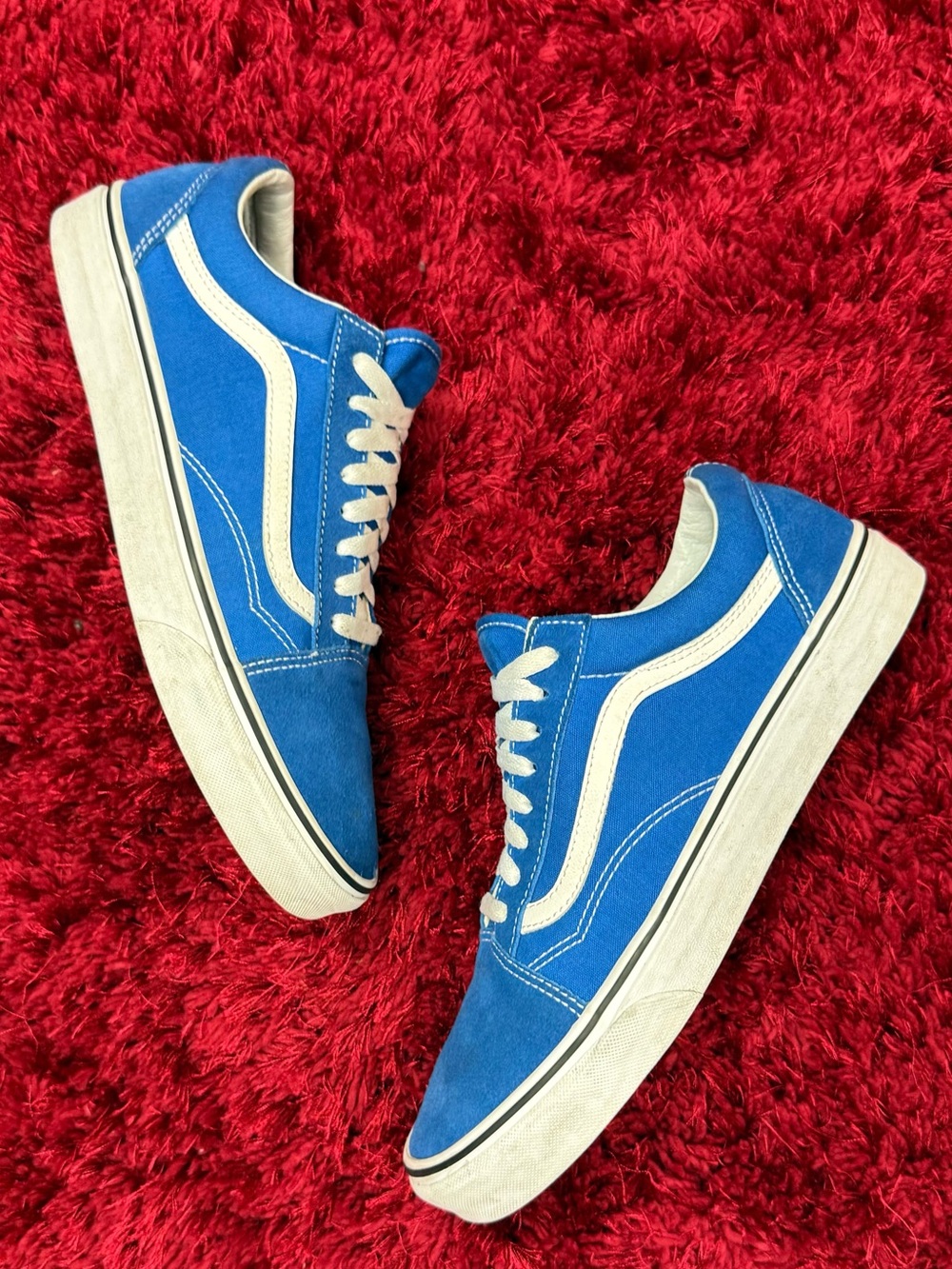 Vans Old Skool Skate Shoes Bright Blue Waffle Sole Mens 11 Women’s 12.5 500714